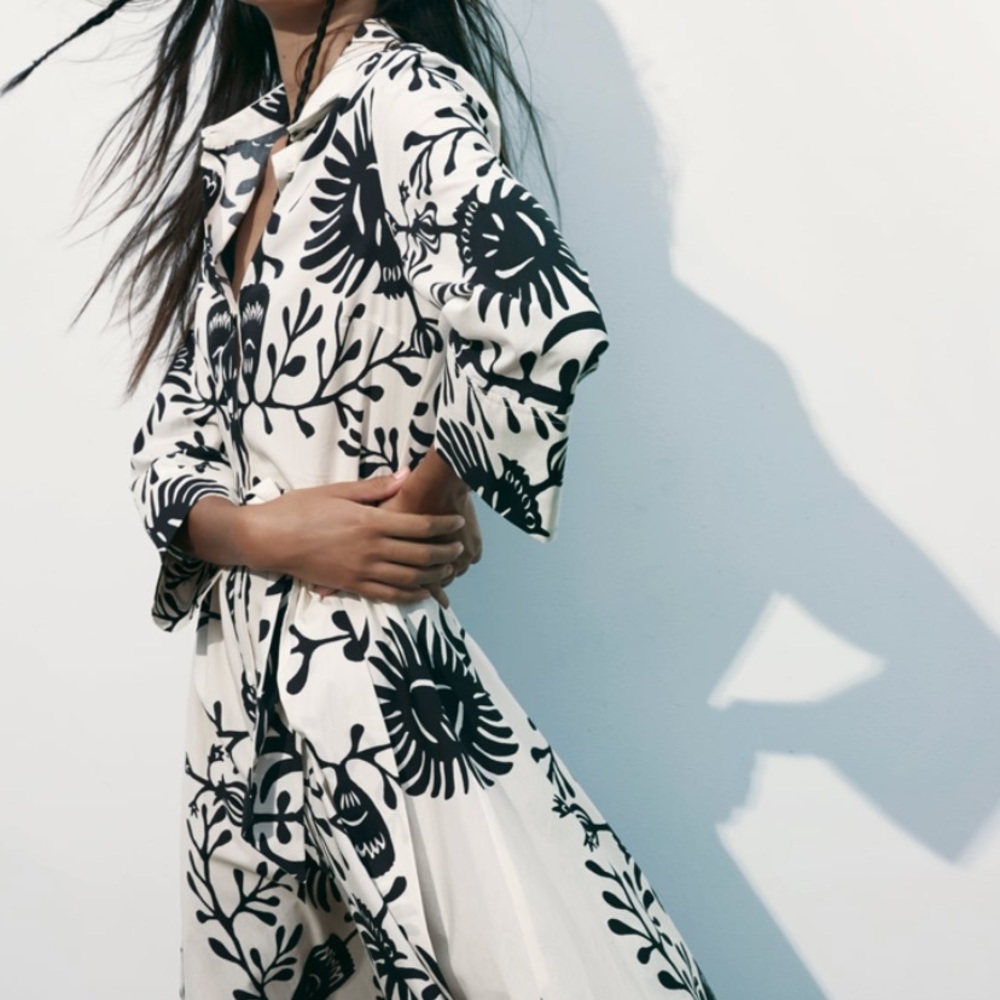 Zara printed shirt dress NWT